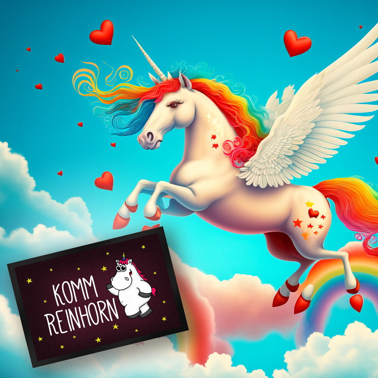 Komm Reinhorn Fußmatte mit Einhorn Motiv