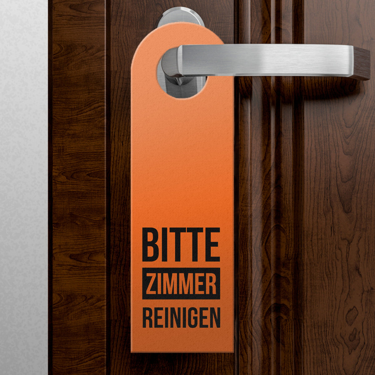 Bitte nicht stören oder Bitte Zimmer reinigen Türhänger mit Balken in Orange