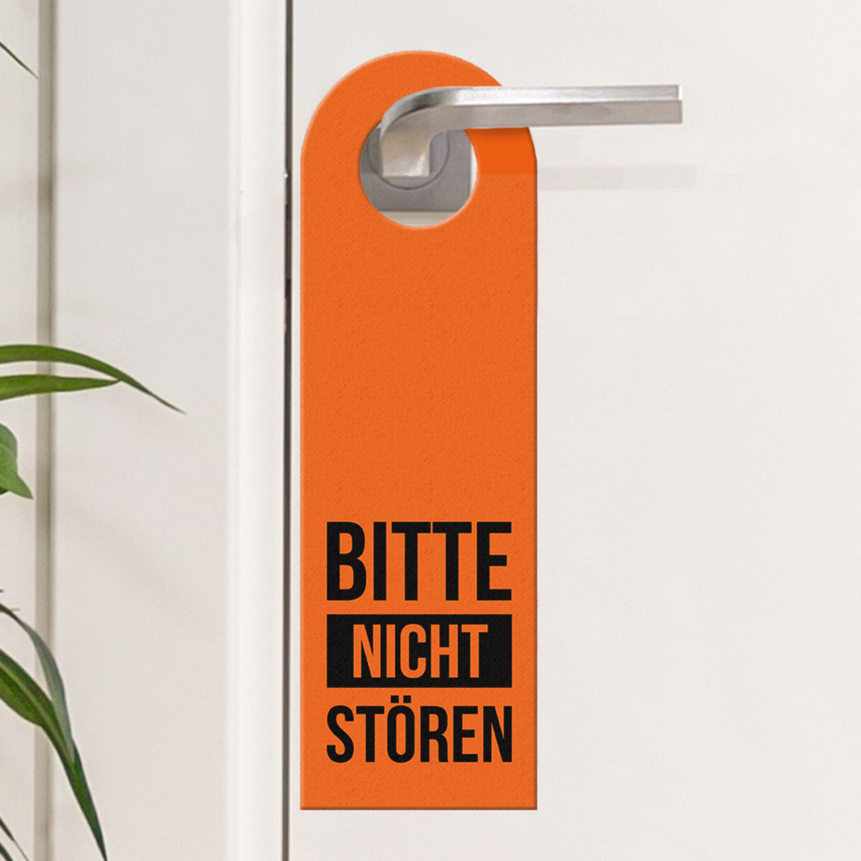 Bitte nicht stören oder Bitte Zimmer reinigen Türhänger mit Balken in Orange