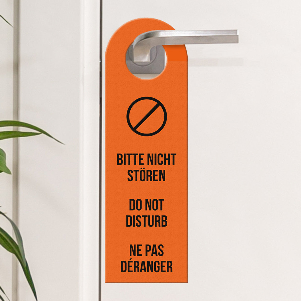 Bitte nicht stören oder Bitte Zimmer reinigen Sprachen-Türhänger in orange