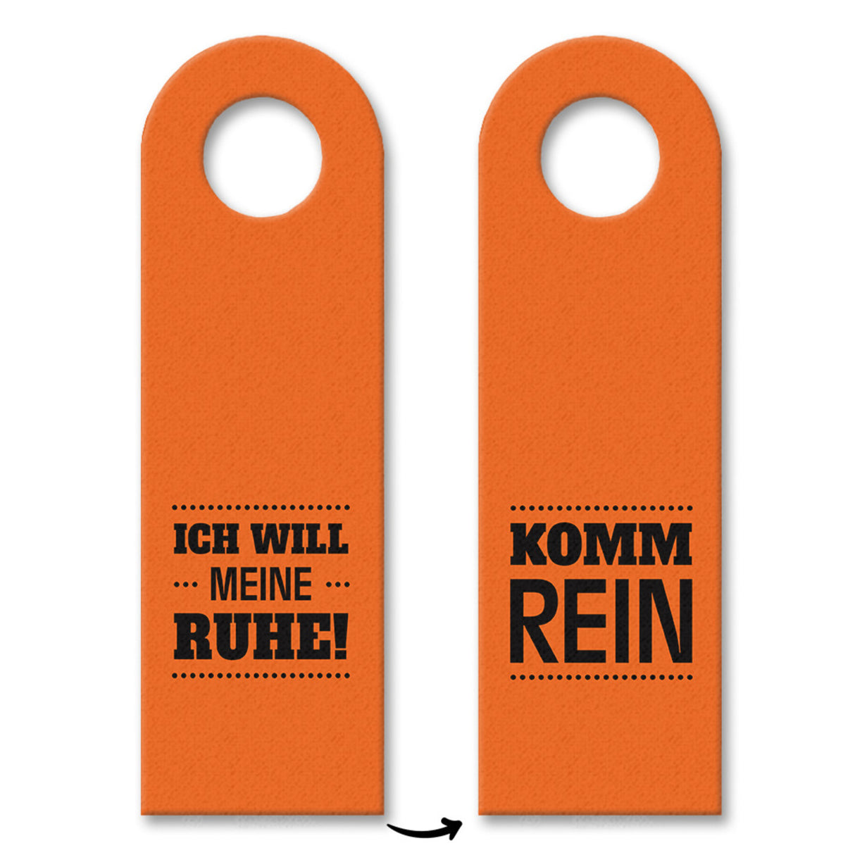 Ich will meine Ruhe oder Komm rein Türhänger in Orange