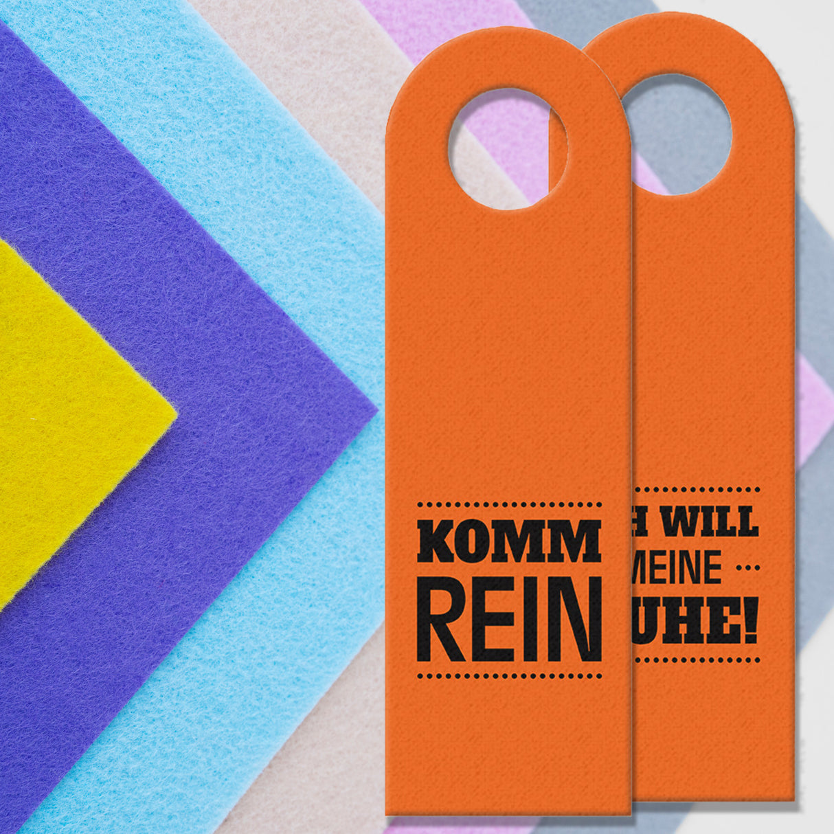 Ich will meine Ruhe oder Komm rein Türhänger in Orange