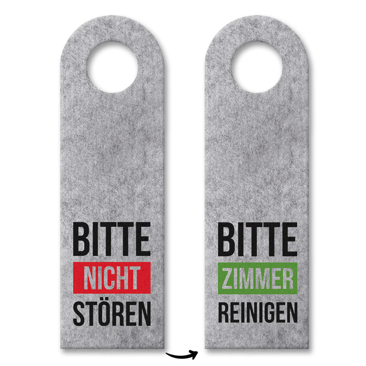 Bitte nicht stören oder Zimmer reinigen Türhänger mit farbigen Balken