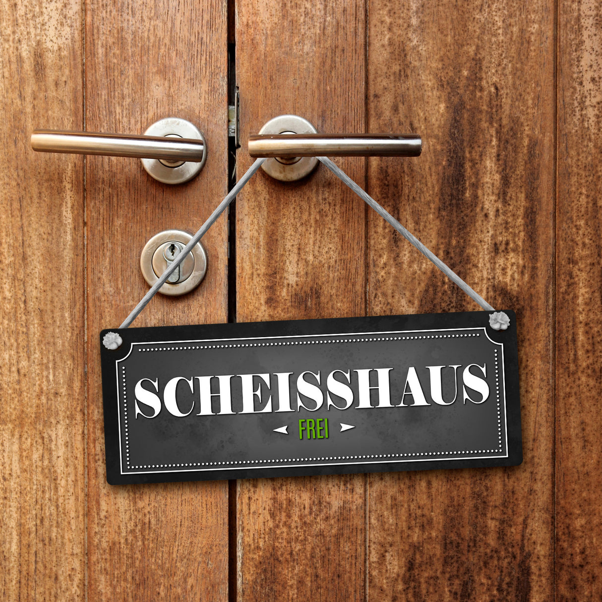 Scheißhaus frei oder besetzt Wendeschild mit Kordel