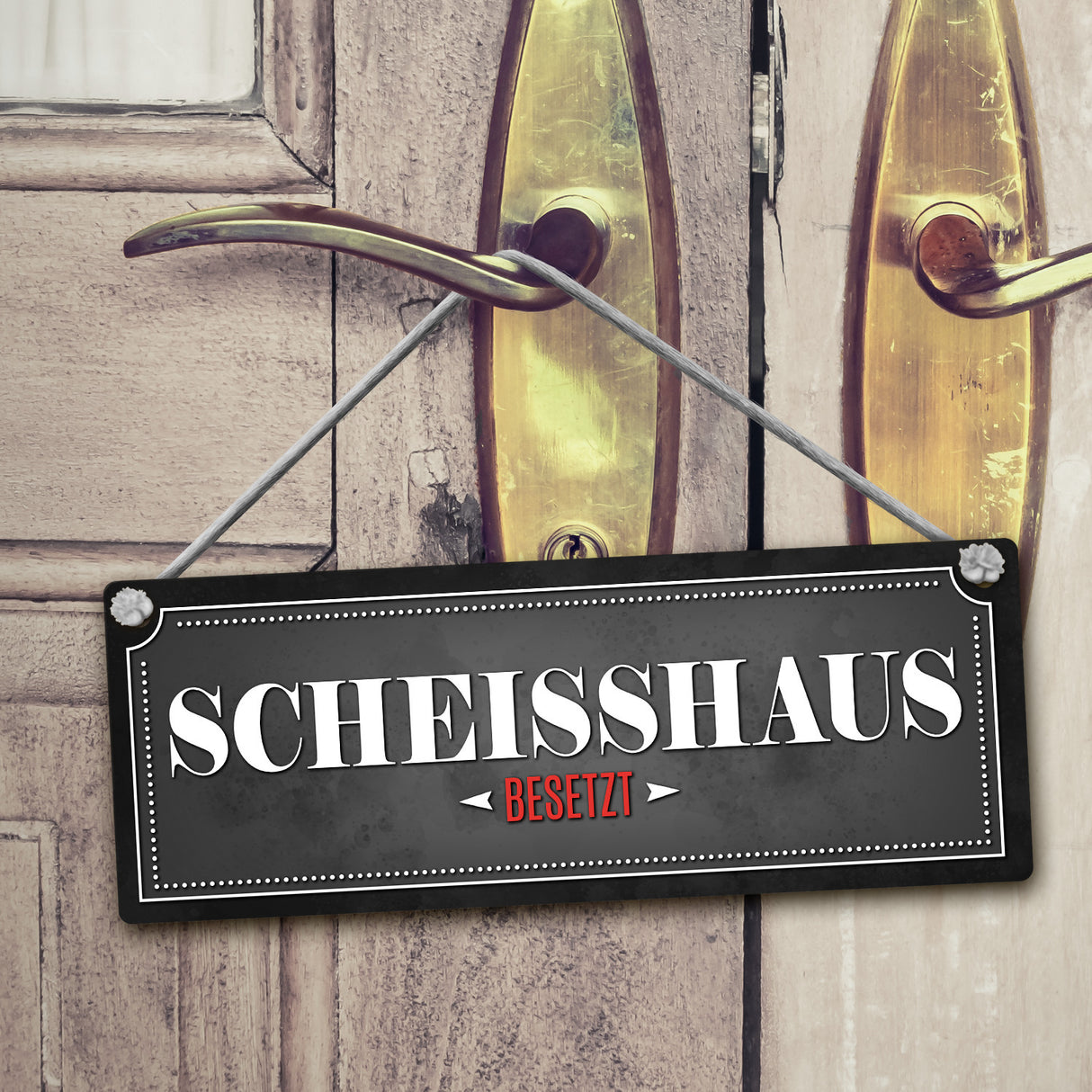 Scheißhaus frei oder besetzt Wendeschild mit Kordel