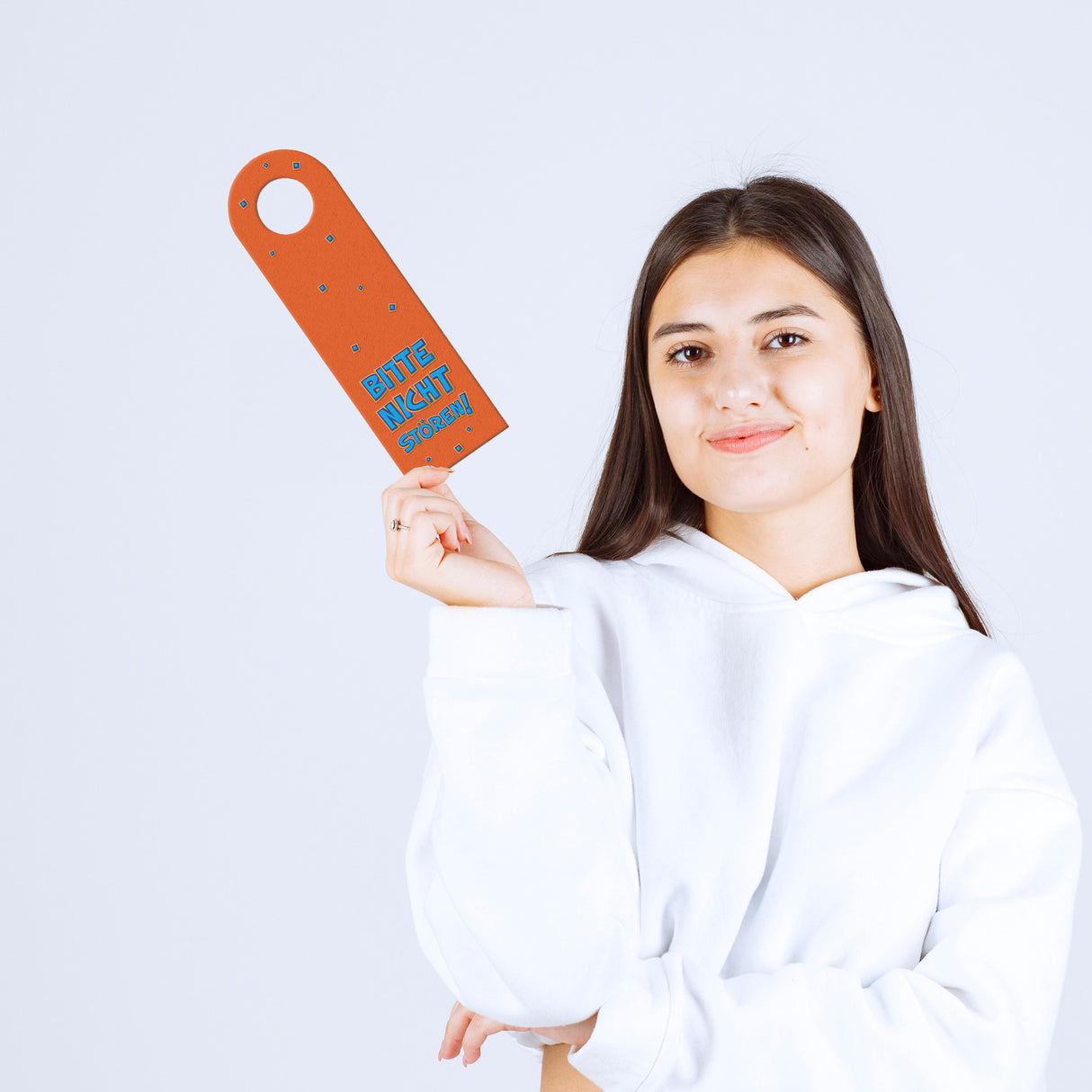 Bitte nicht stören oder Komm rein Türhänger im Comic-Stil in Orange