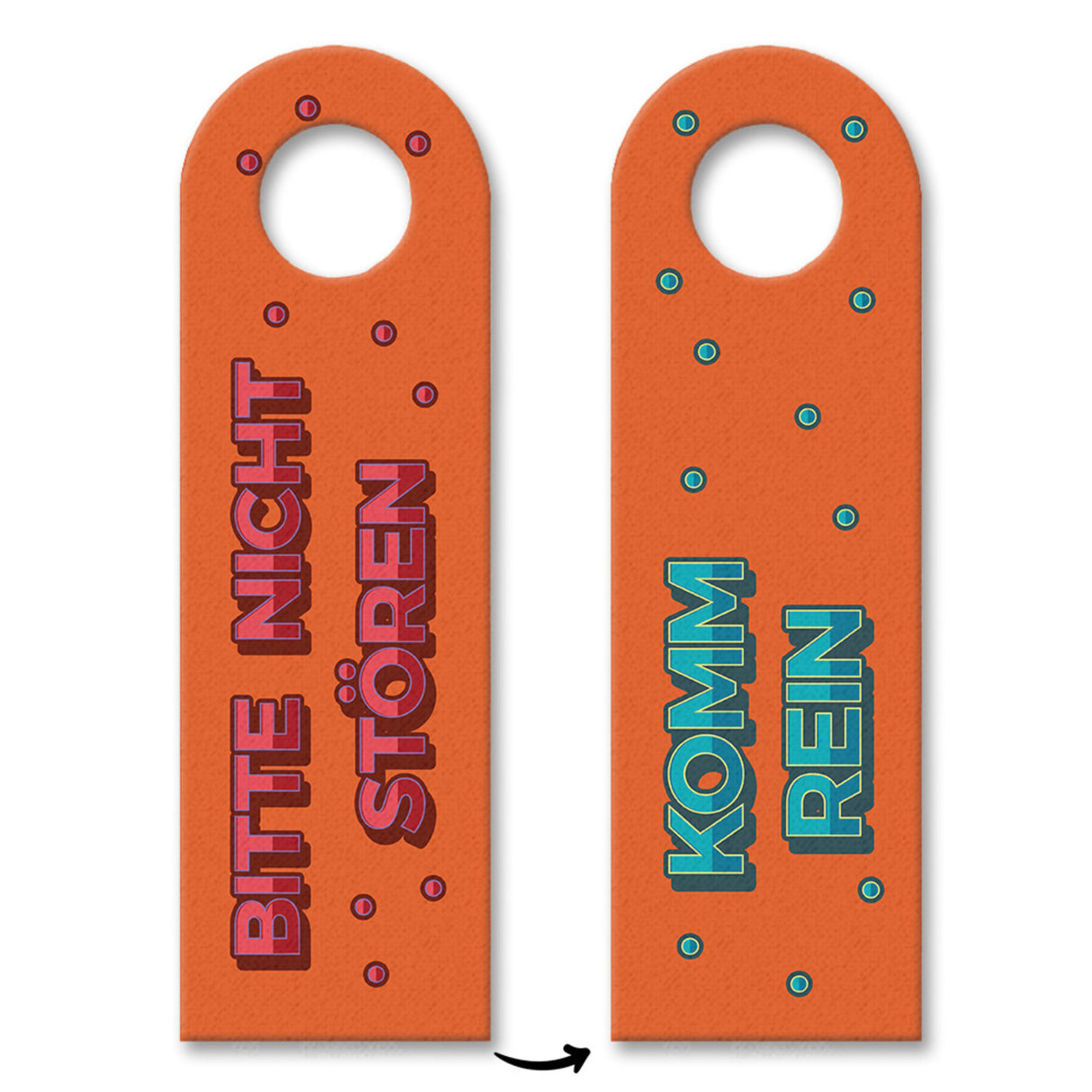Bitte nicht stören oder Komm rein Türhänger im Retro-Stil in Orange