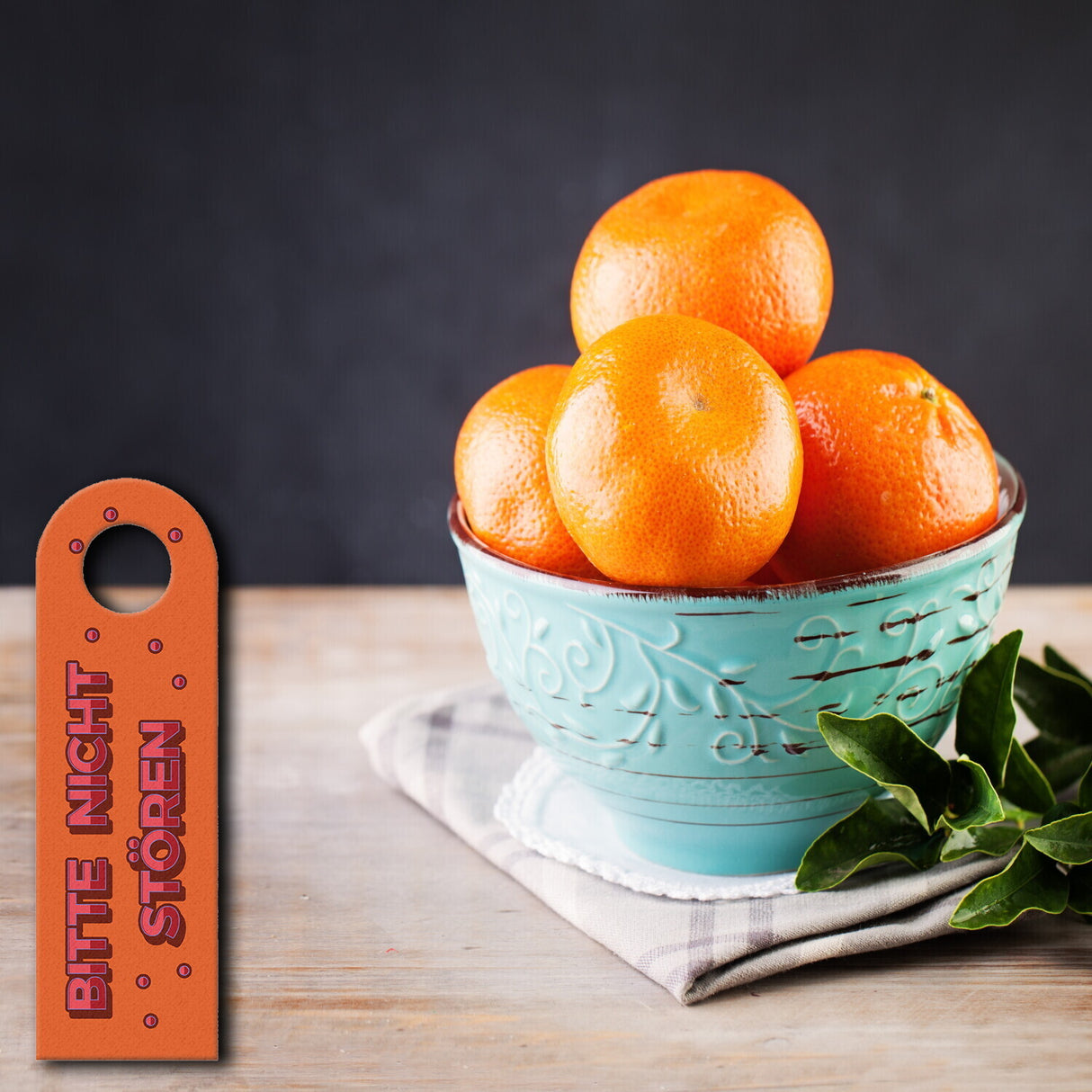 Bitte nicht stören oder Komm rein Türhänger im Retro-Stil in Orange