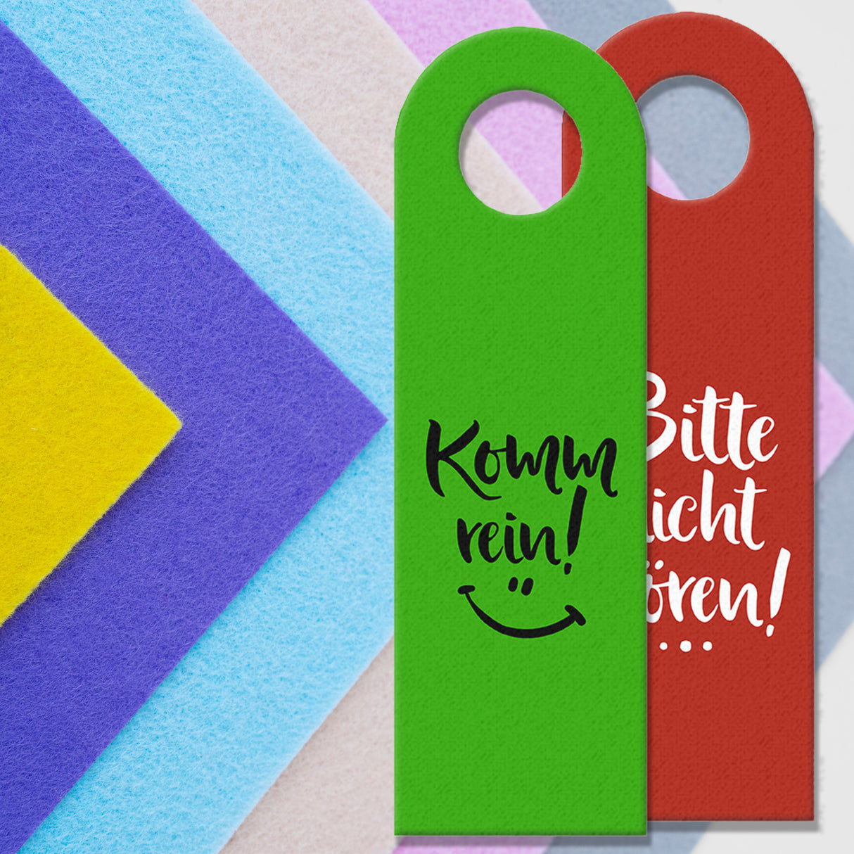 Nicht stören oder Komm rein Türhänger mit Gesichtern Büro Arbeit Geschäft Bürotüre