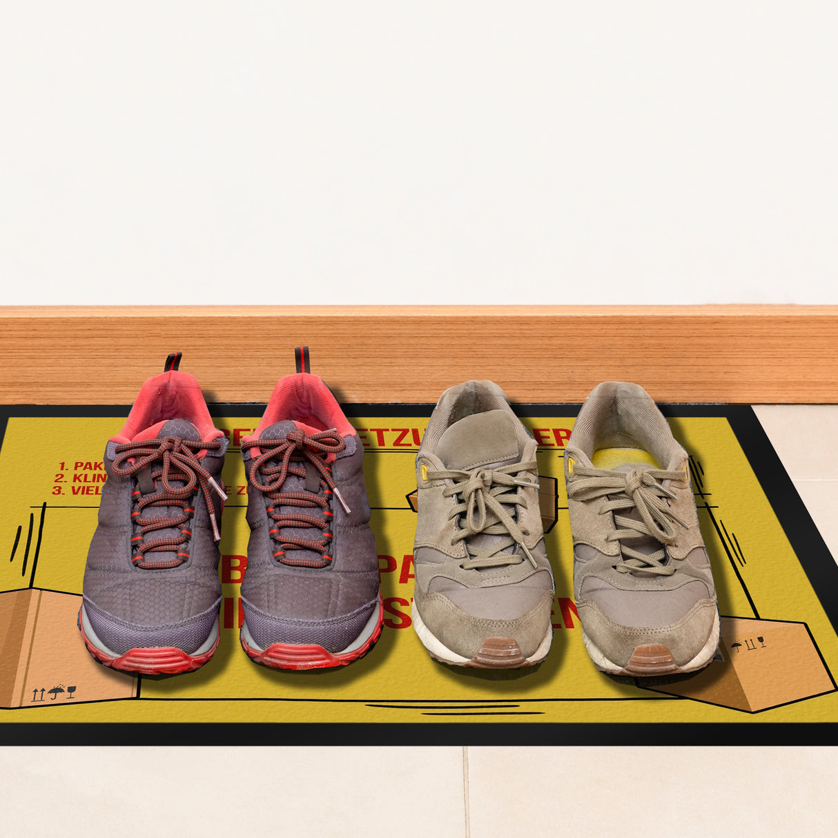 Lieber Paketzusteller Fußmatte mit Paket Motiv und Trinkgeld-Feld für den Paketboten