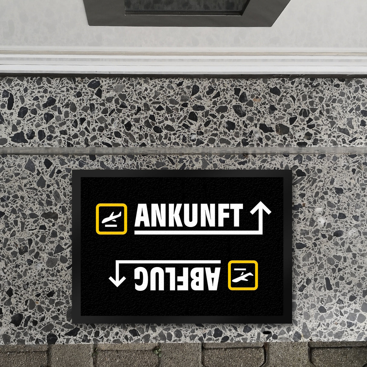 Ankunft oder Abflug Flughafen Icons Fußmatte