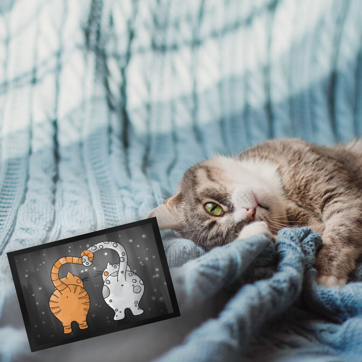 Katzen Fußmatte Katze Kater Freundschaft Liebe Zuhause Haustüre Wohnung in verschiedenen Farben