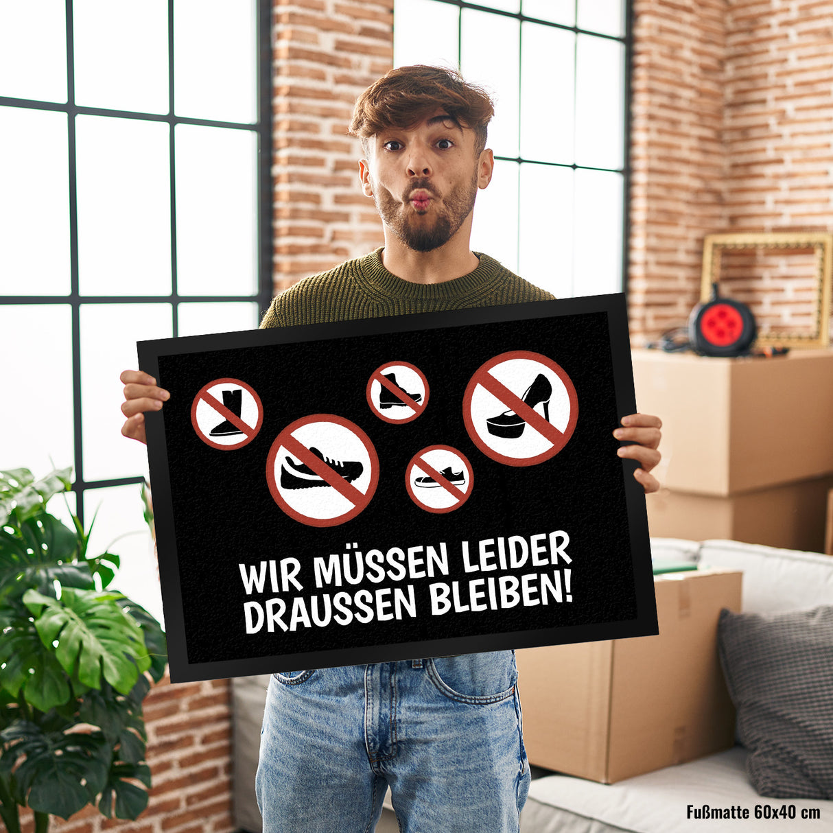Wir müssen draußen bleiben Fußmatte mit Schuh Motiven
