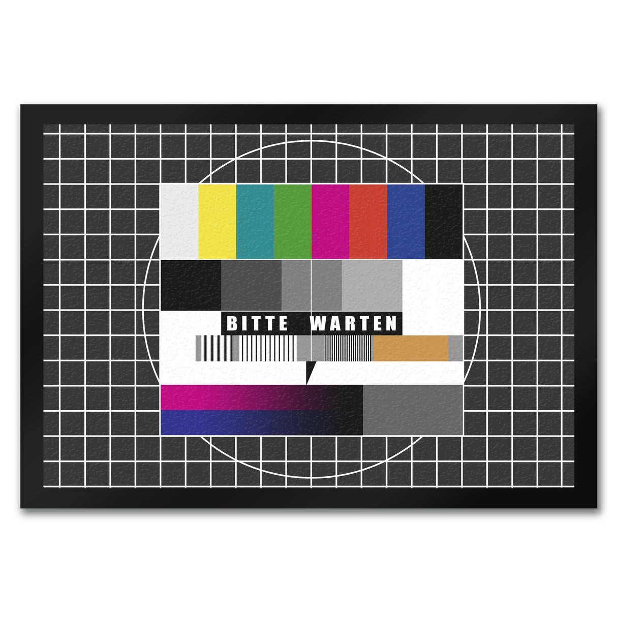 Bitte warten Fußmatte mit Testbild Motiv