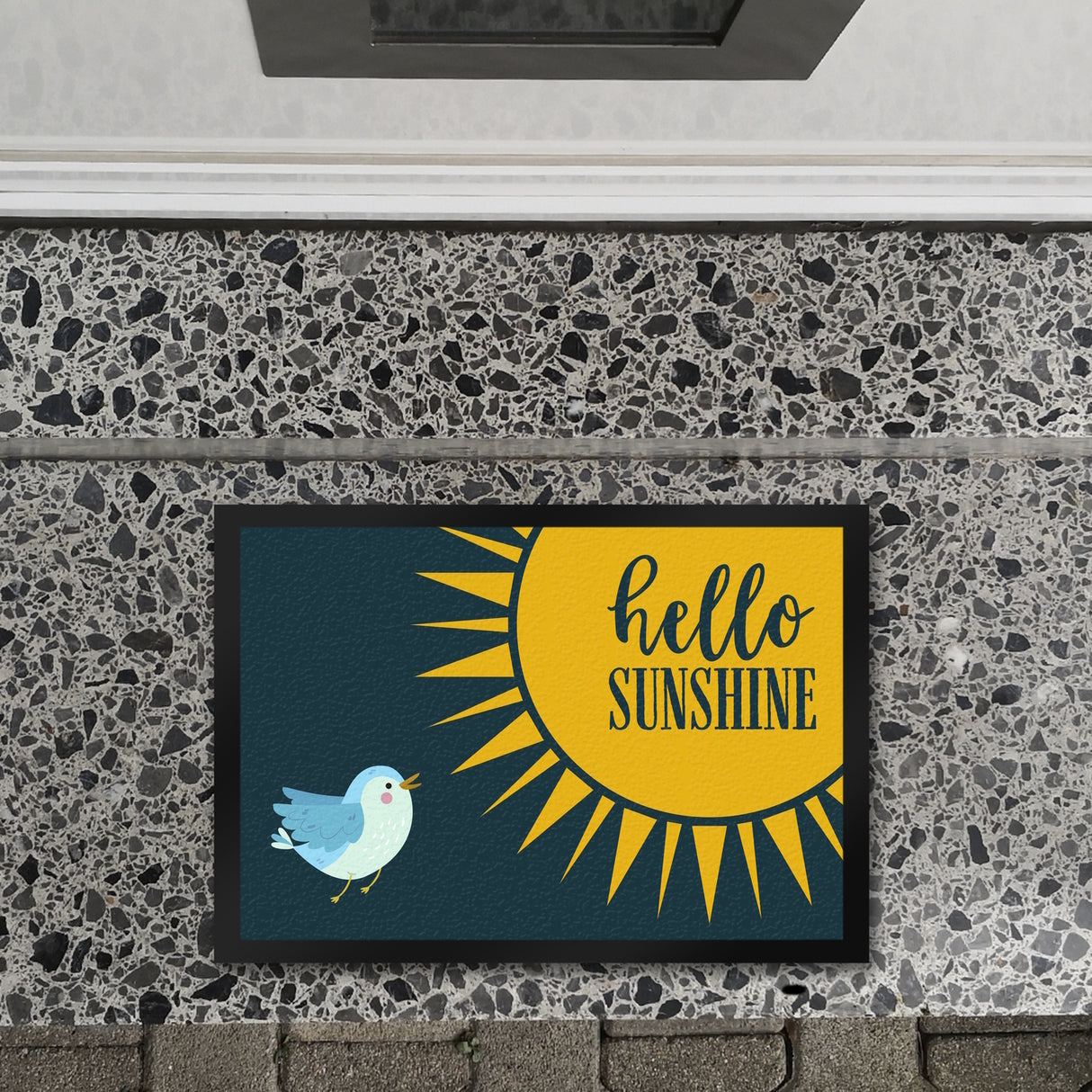 Hello Sunshine Vogel und Sonne Fußmatte
