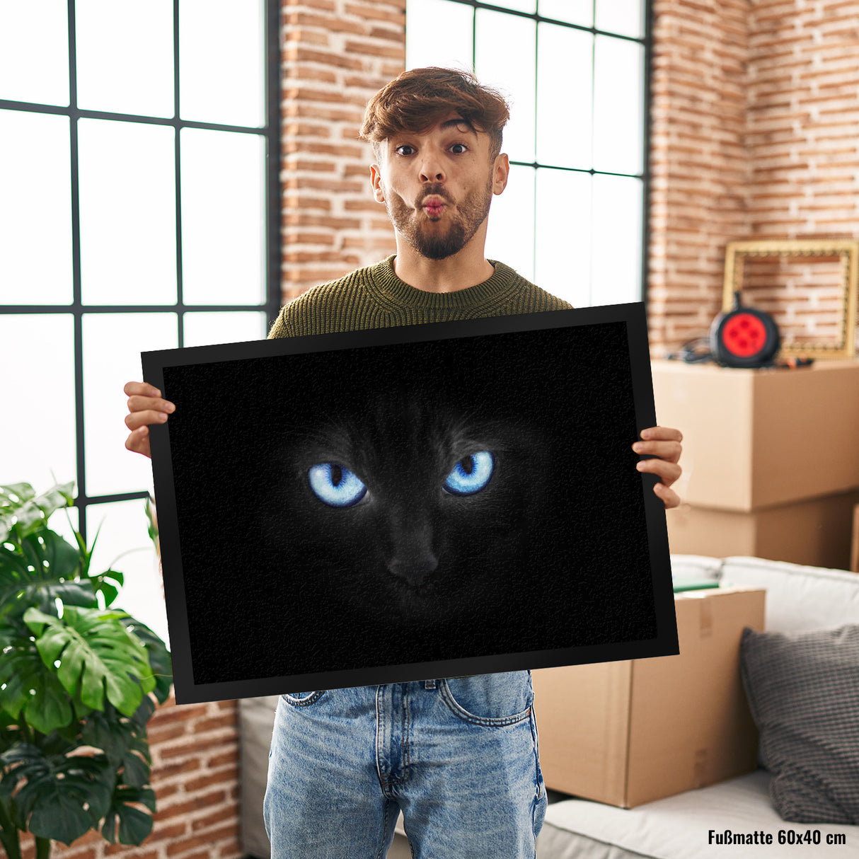 Katzenaugen Fußmatte Katze Kater Auge Haustüre Wohnungstüre Böse Zuhause