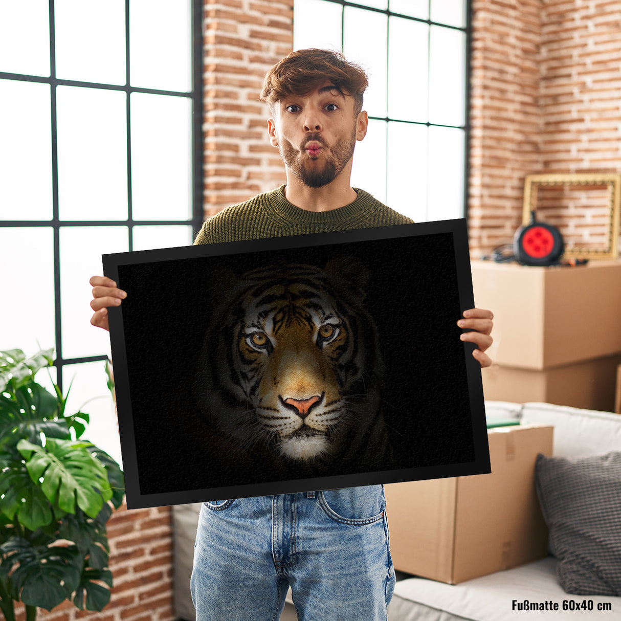 Tiger Fußmatte Wachhund Raubkatze Raubtier Wohnungstüre Zuhause Haustüre Wohnung
