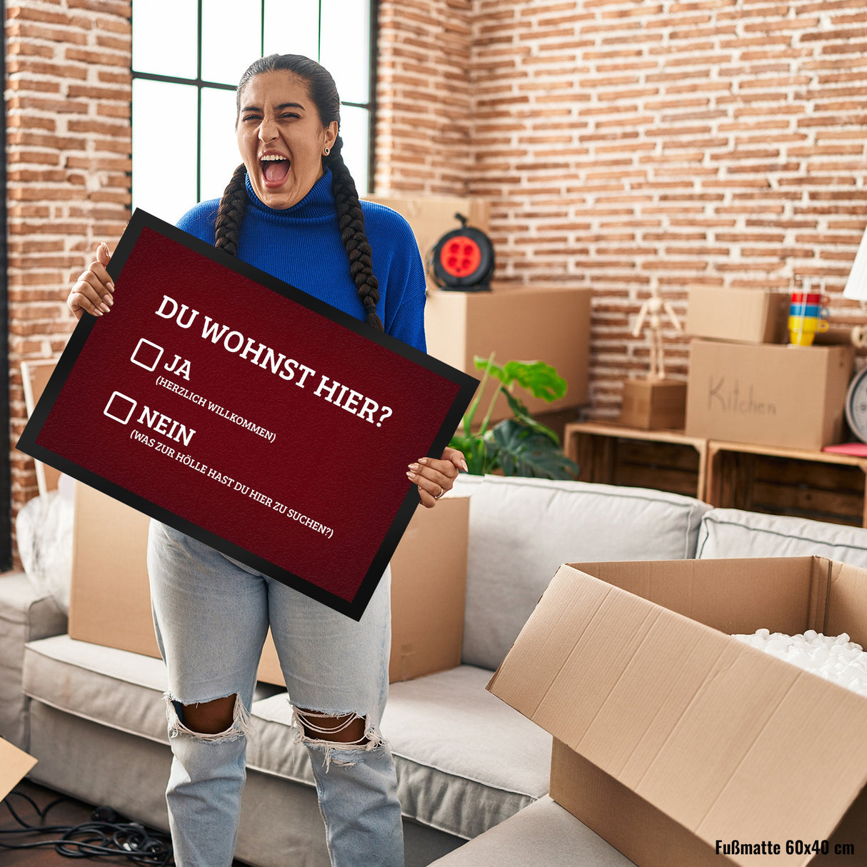 Du wohnst hier Fußmatte Willkommen Zuhause wohnen Haustüre Wohnungstüre