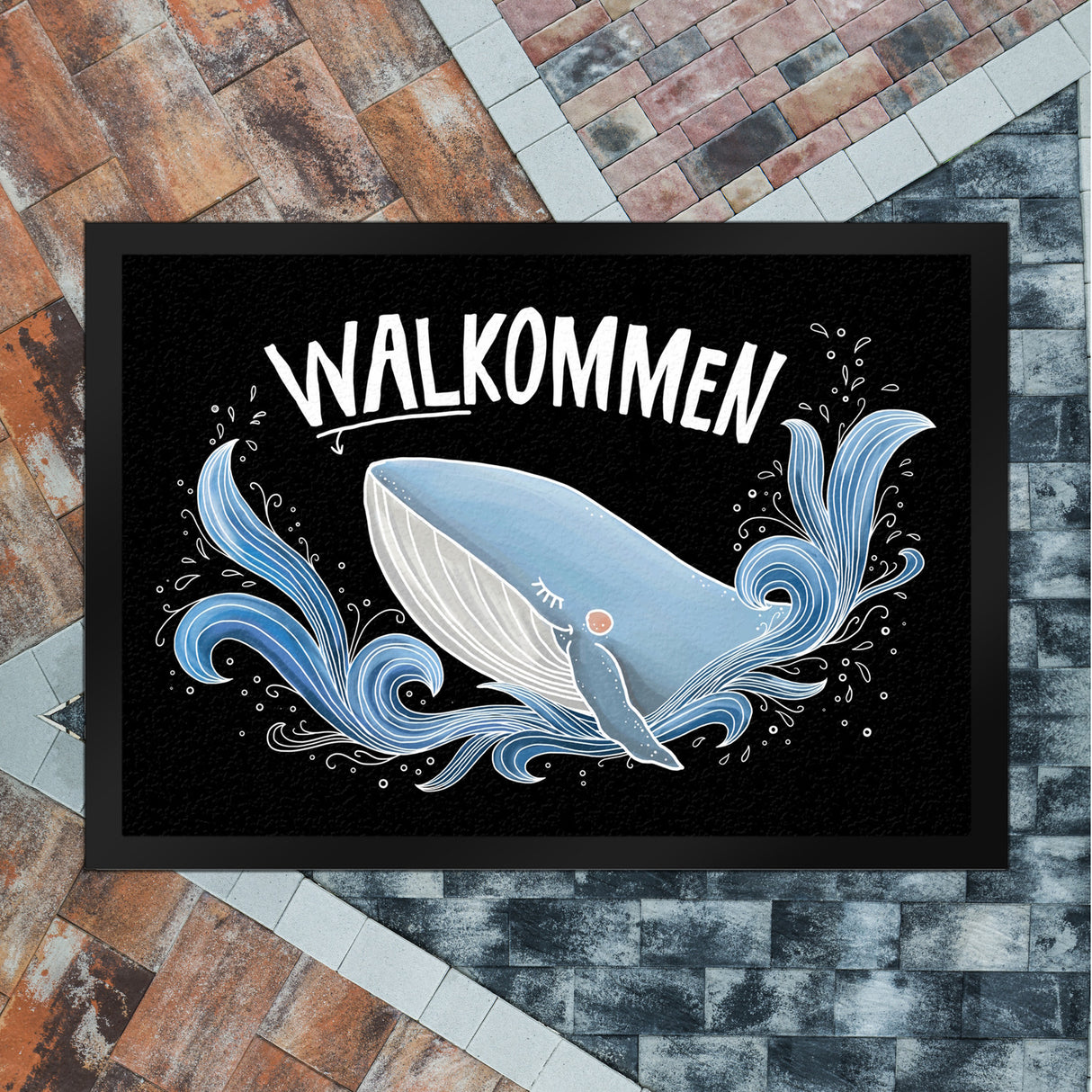 Walkommen Fußmatte mit Wal Motiv