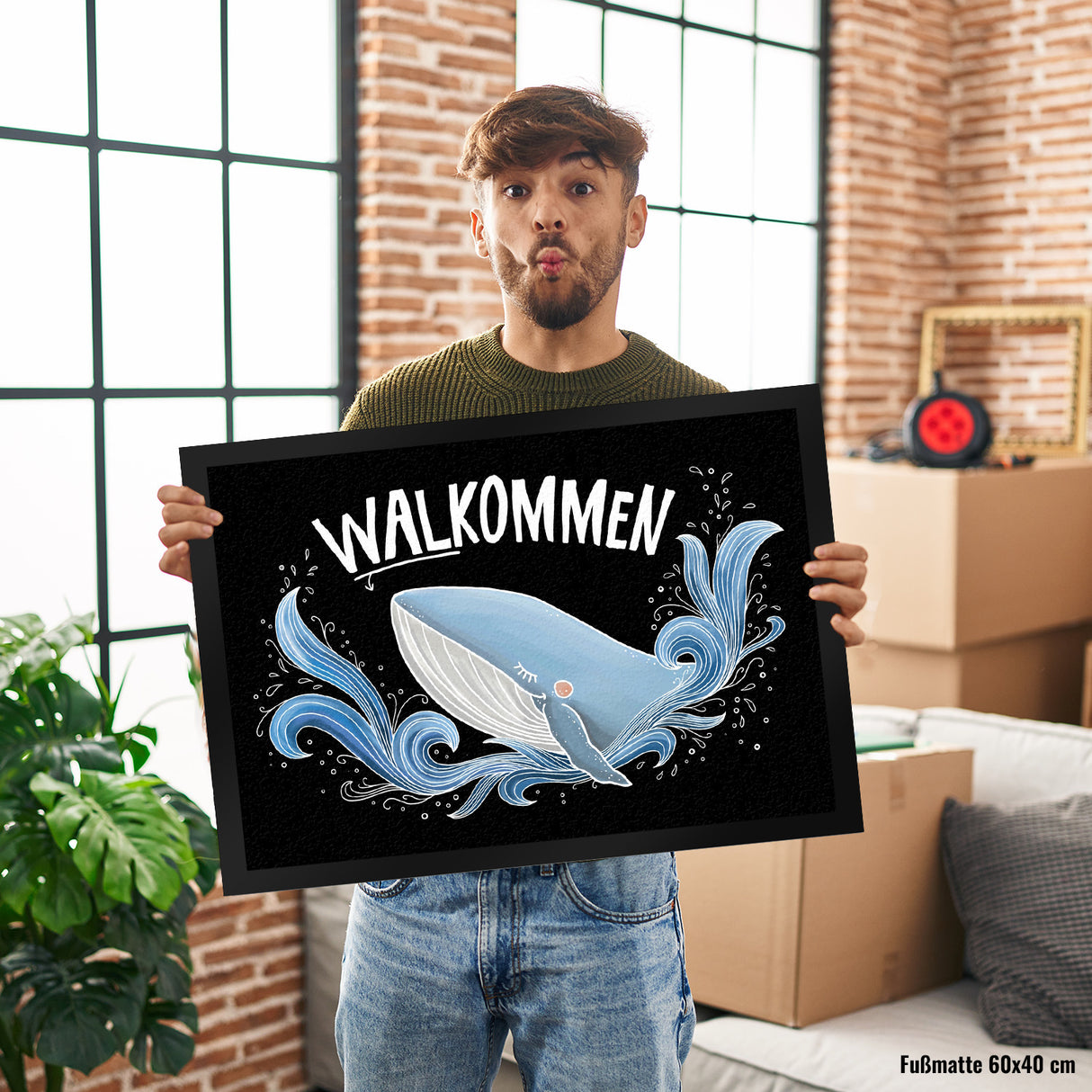 Walkommen Fußmatte mit Wal Motiv