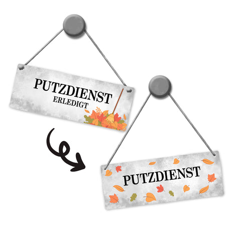 Putzdienst oder Putzdienst erledigt Wendeschild mit Kordel