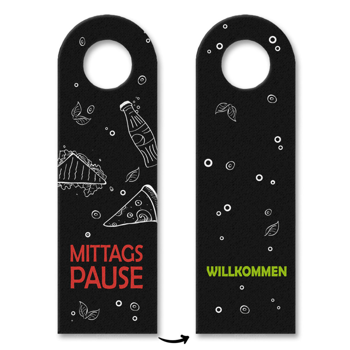 Mittagspause oder Willkommen Türhänger