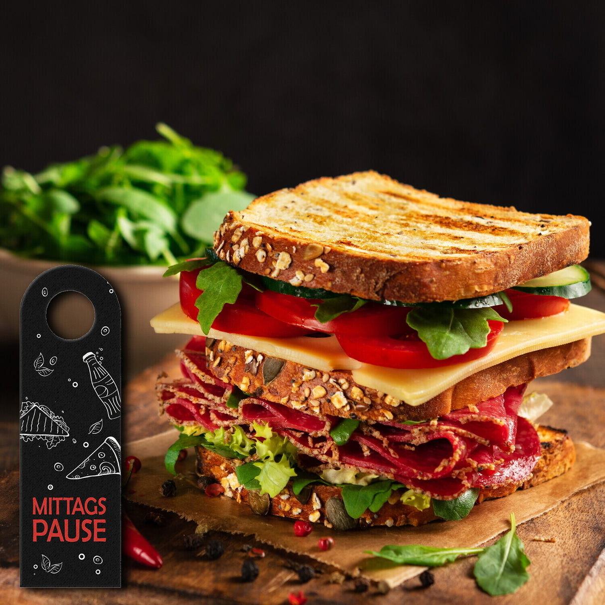 Mittagspause oder Willkommen Türhänger