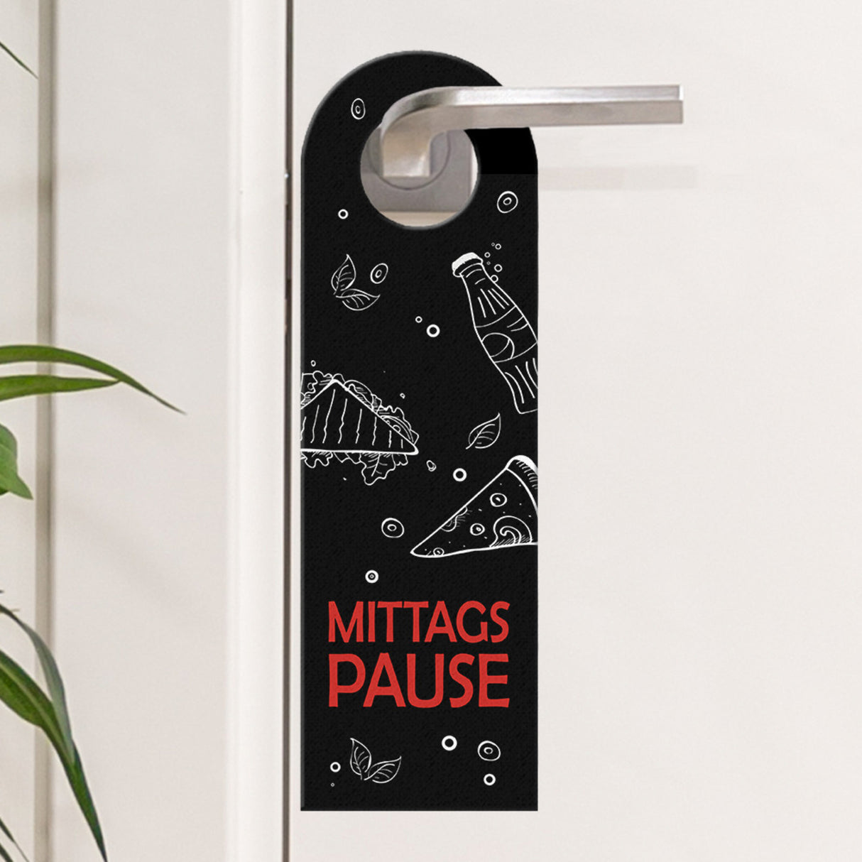 Mittagspause oder Willkommen Türhänger