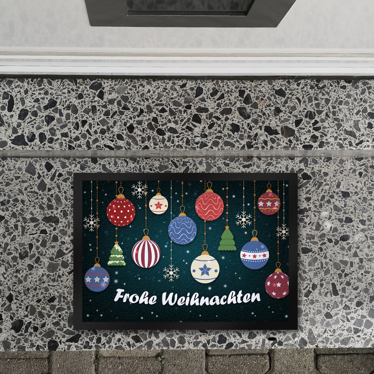 Frohe Weihnachten Christbaumkugeln Fußmatte