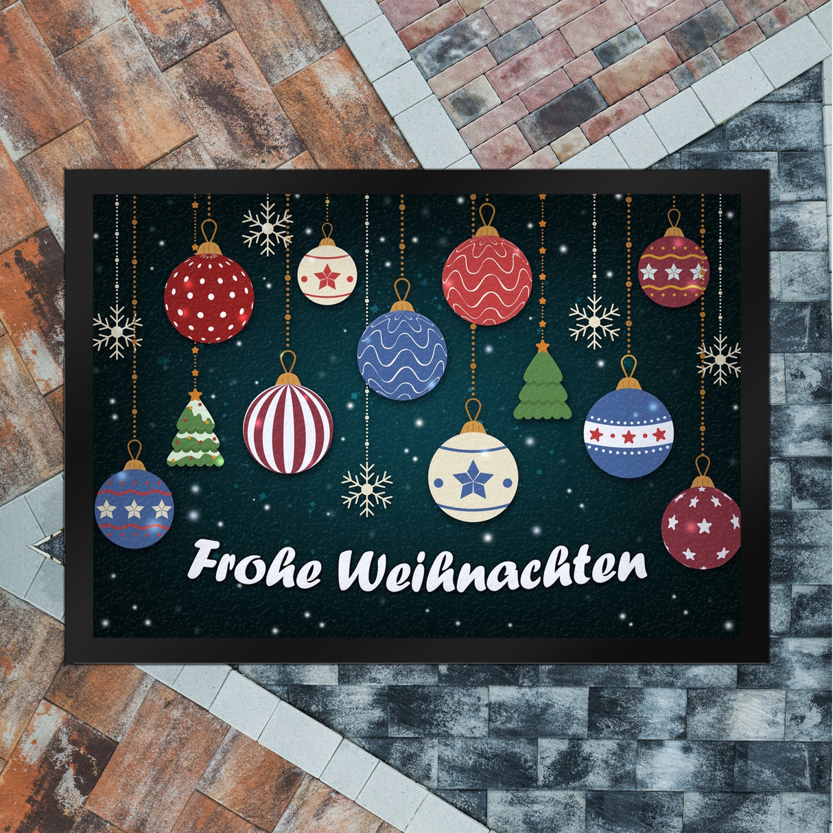 Frohe Weihnachten Christbaumkugeln Fußmatte