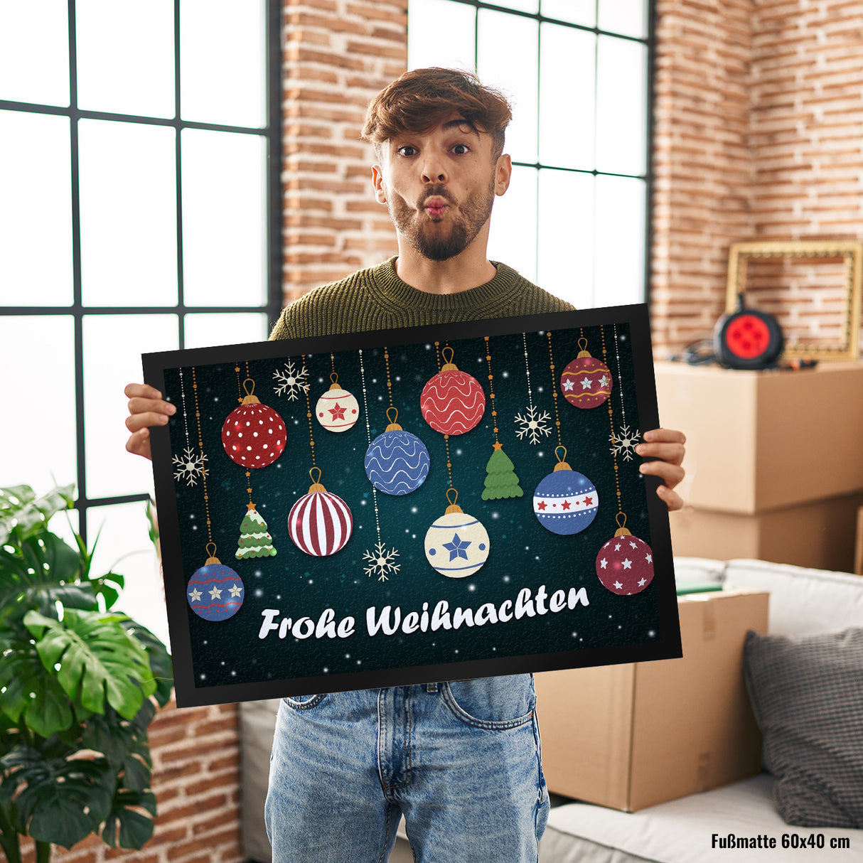 Frohe Weihnachten Christbaumkugeln Fußmatte