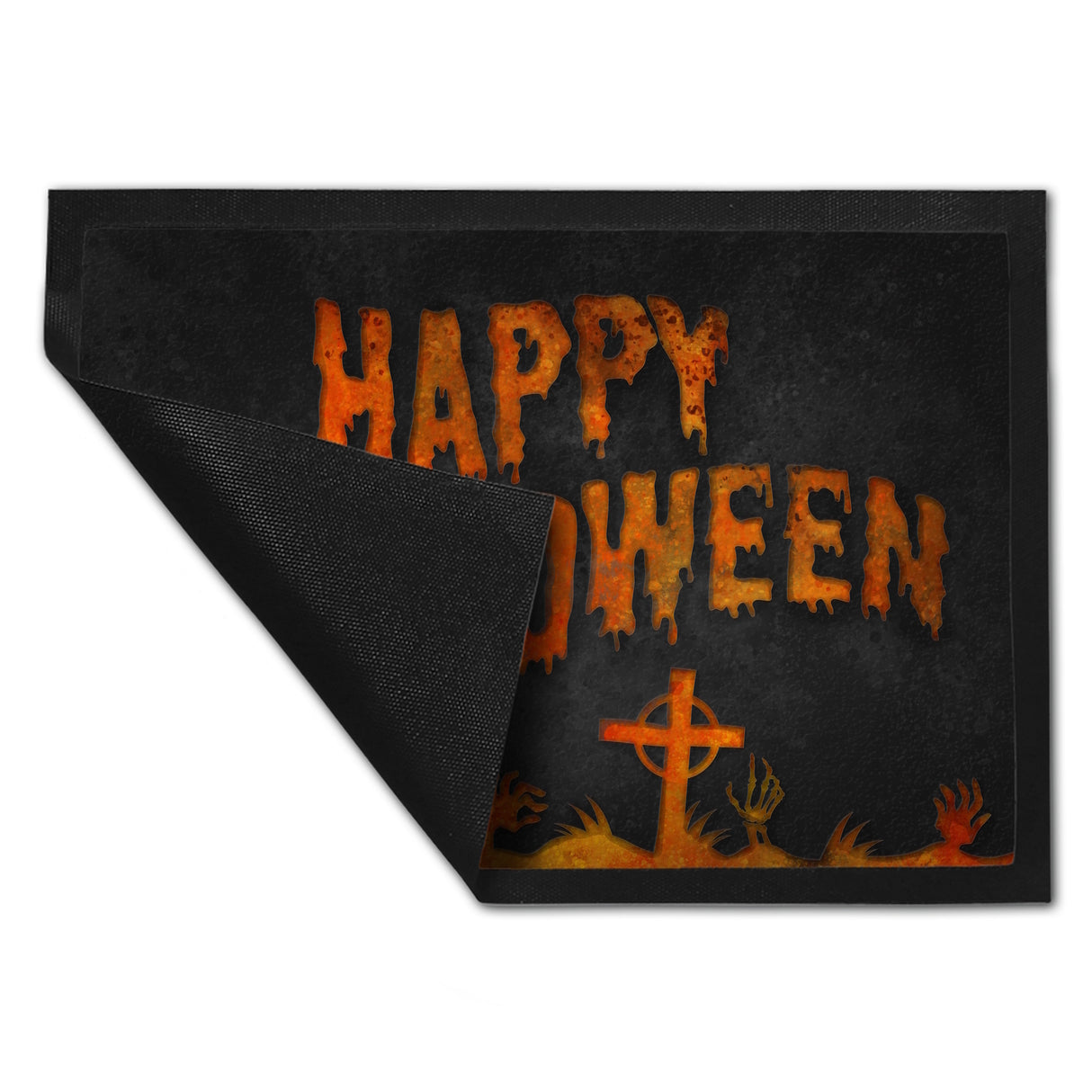 Happy Halloween Fußmatte mit Friedhof Motiv