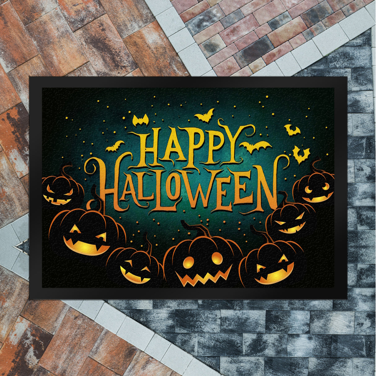 Happy Halloween Fußmatte mit Kürbis Motiv