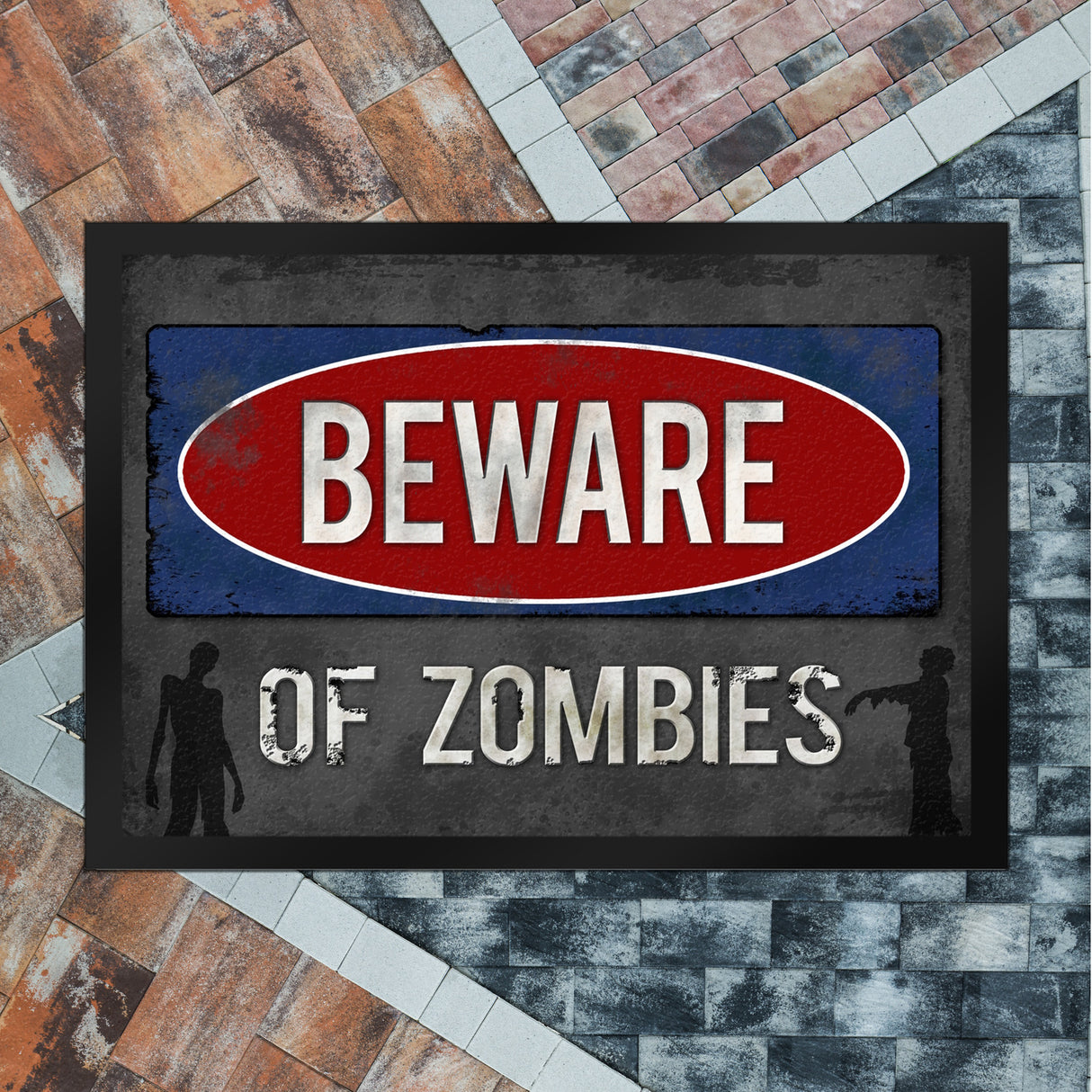 Beware of Zombies Fußmatte Warnung Zombie Halloween Untoter Apocalypse Angst Wohnung Haustür