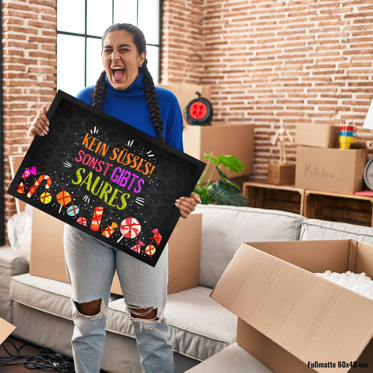 Süßes oder Saures Halloween-Fußmatte Süßigkeiten Nacht Haustüre Kind Kinder süß