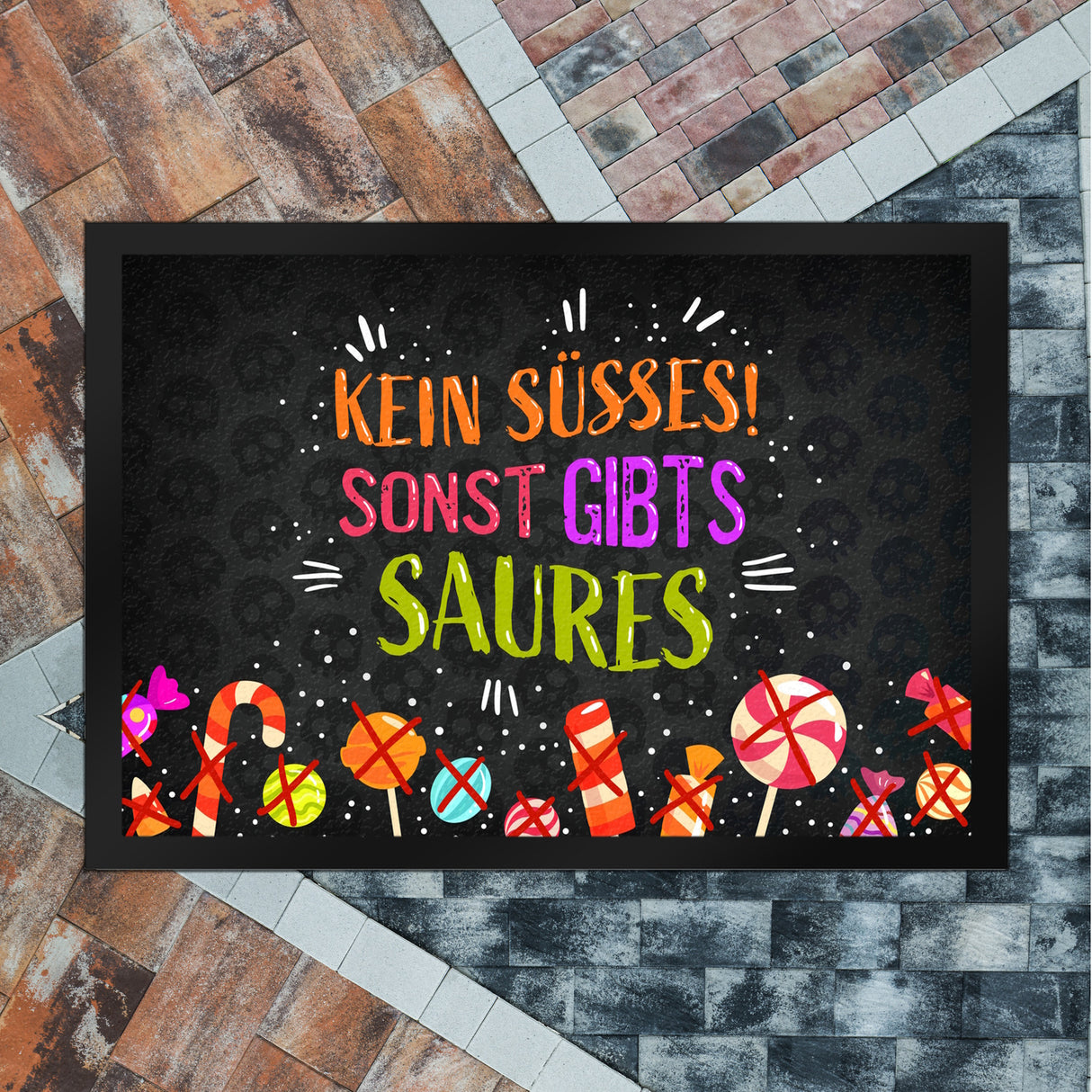 Süßes oder Saures Halloween-Fußmatte Süßigkeiten Nacht Haustüre Kind Kinder süß