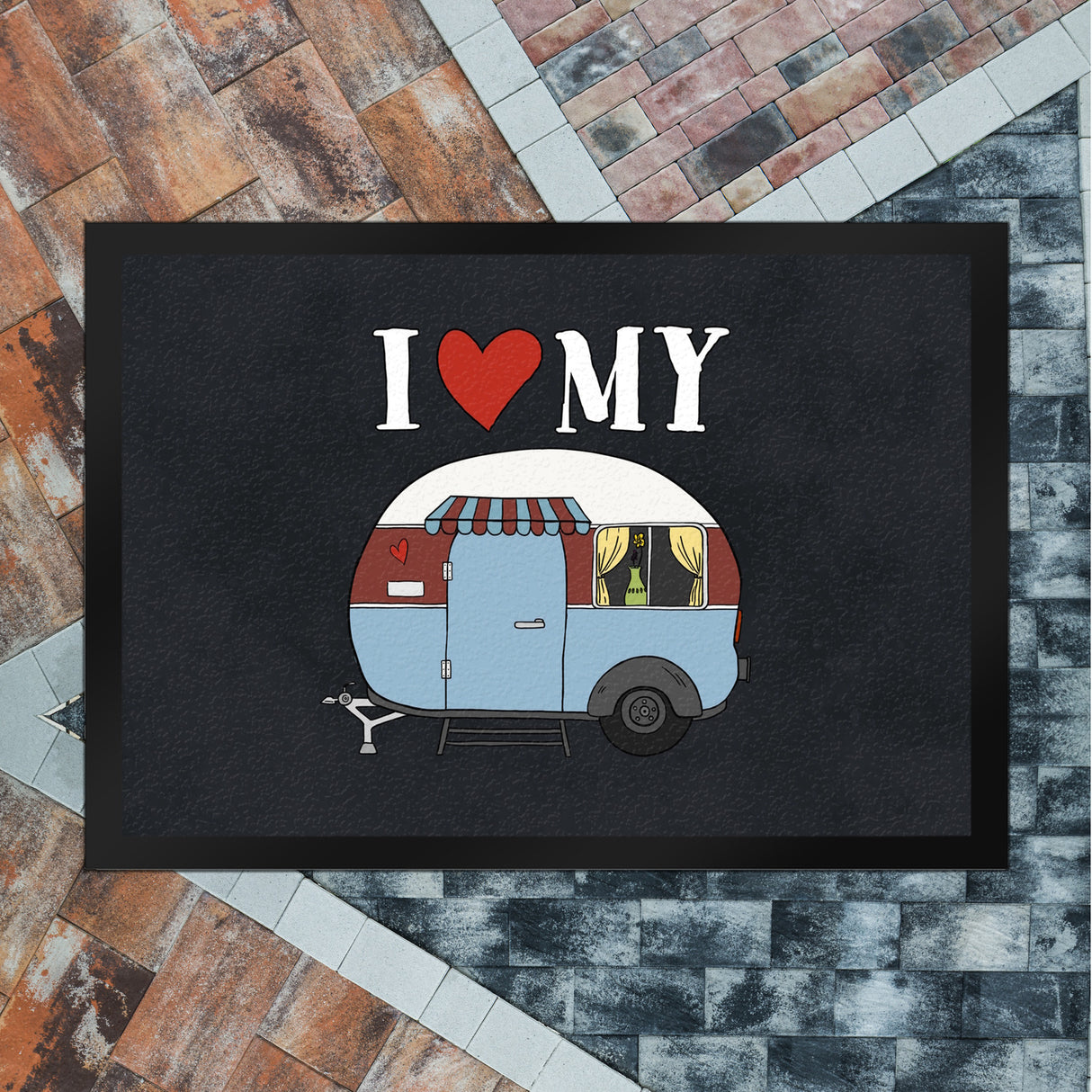 I love my Caravan Fußmatte mit Wohnwagen Motiv