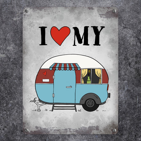 I love my Caravan Wohnwagen Metallschild