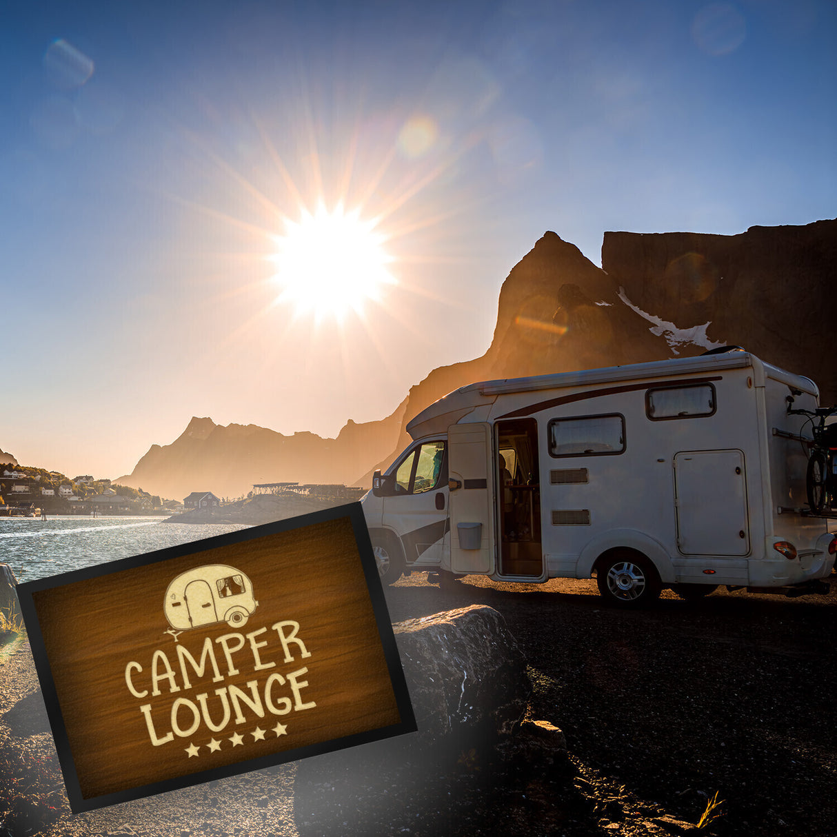 Camper-Lounge Fußmatte mit Wohnwagen Motiv VIP Wohnwagen Wohnmobil Urlaub Gast Gäste