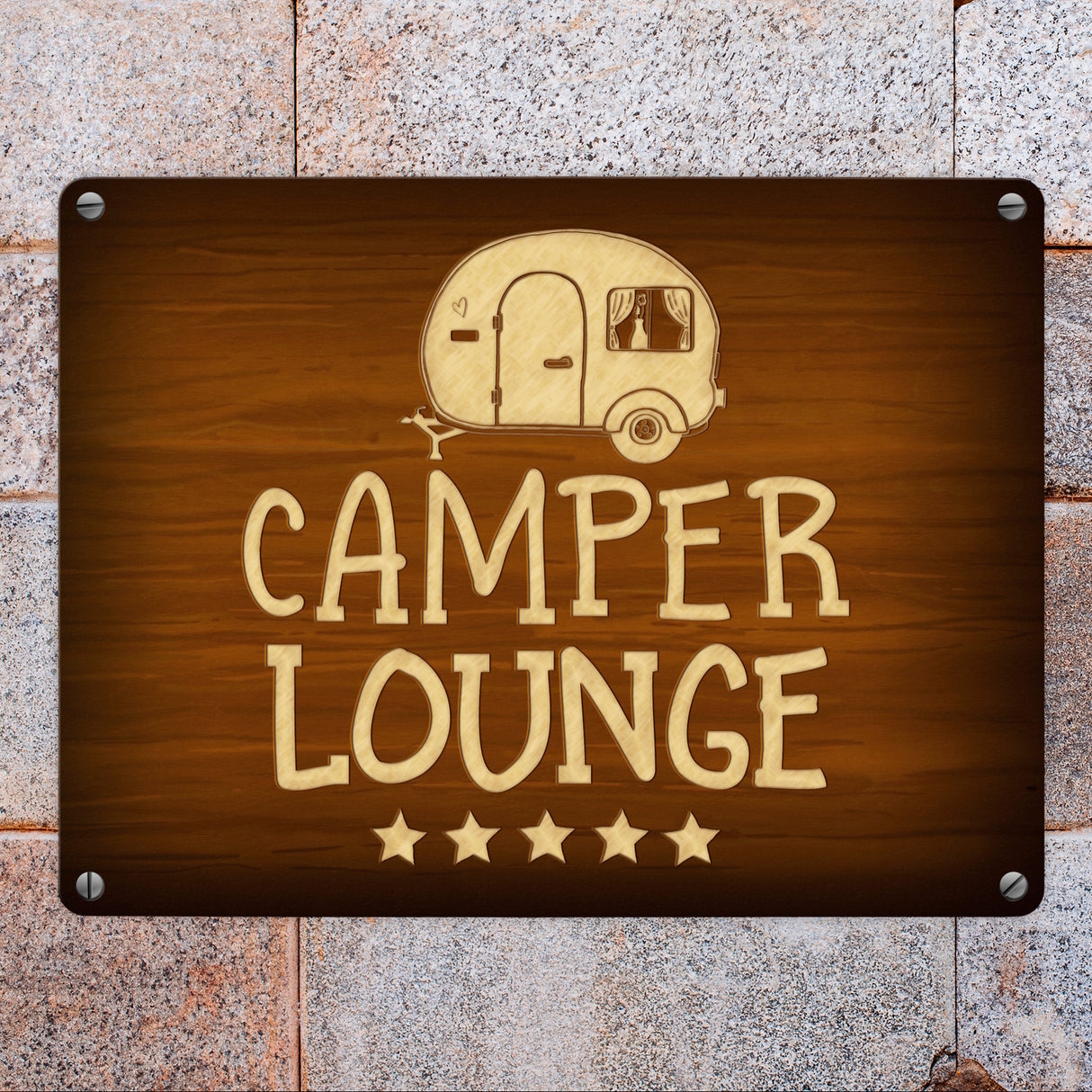 Camper - VIP - Lounge Metallschild mit Wohnwagen Motiv Wohnwagen Wohnmobil Urlaub Gast Gäste