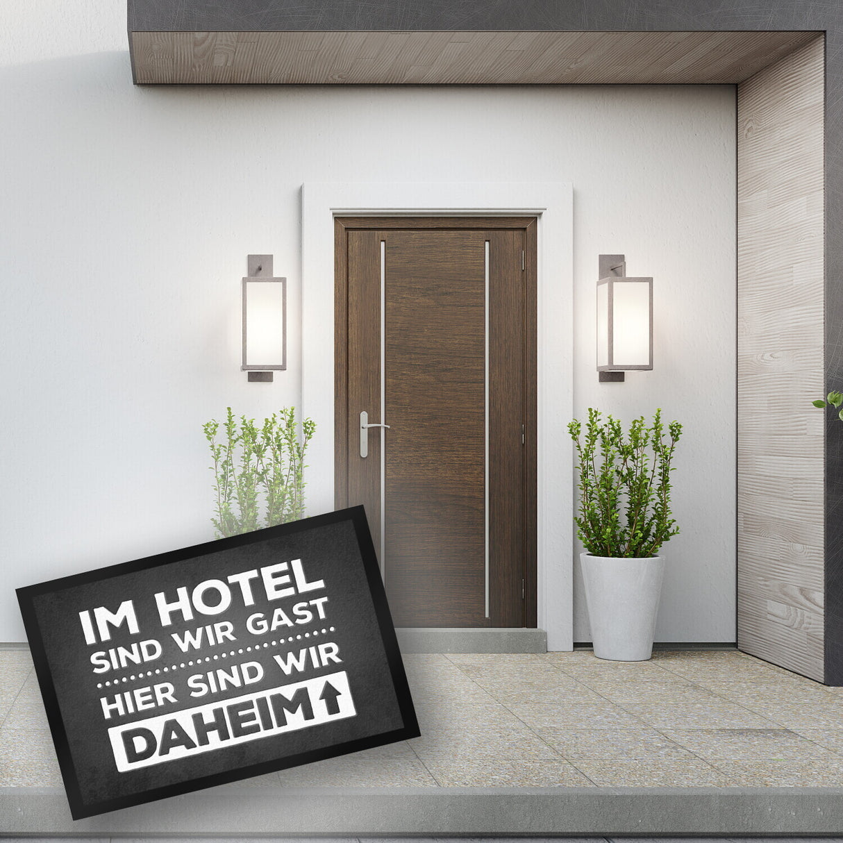 Hier sind wir daheim Fußmatte Zuhause Wohnungstüre Haustüre Home Hotel