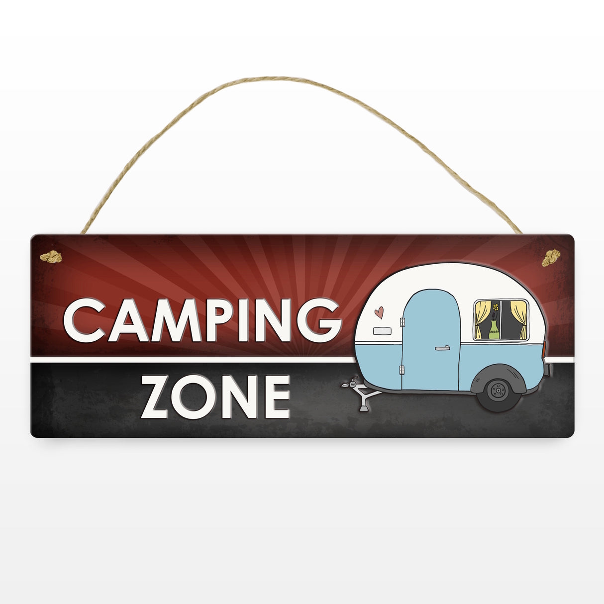 Camping Zone Metallschild mit Wohnwagen Motiv Wohnwagen Wohnmobil Urlaub