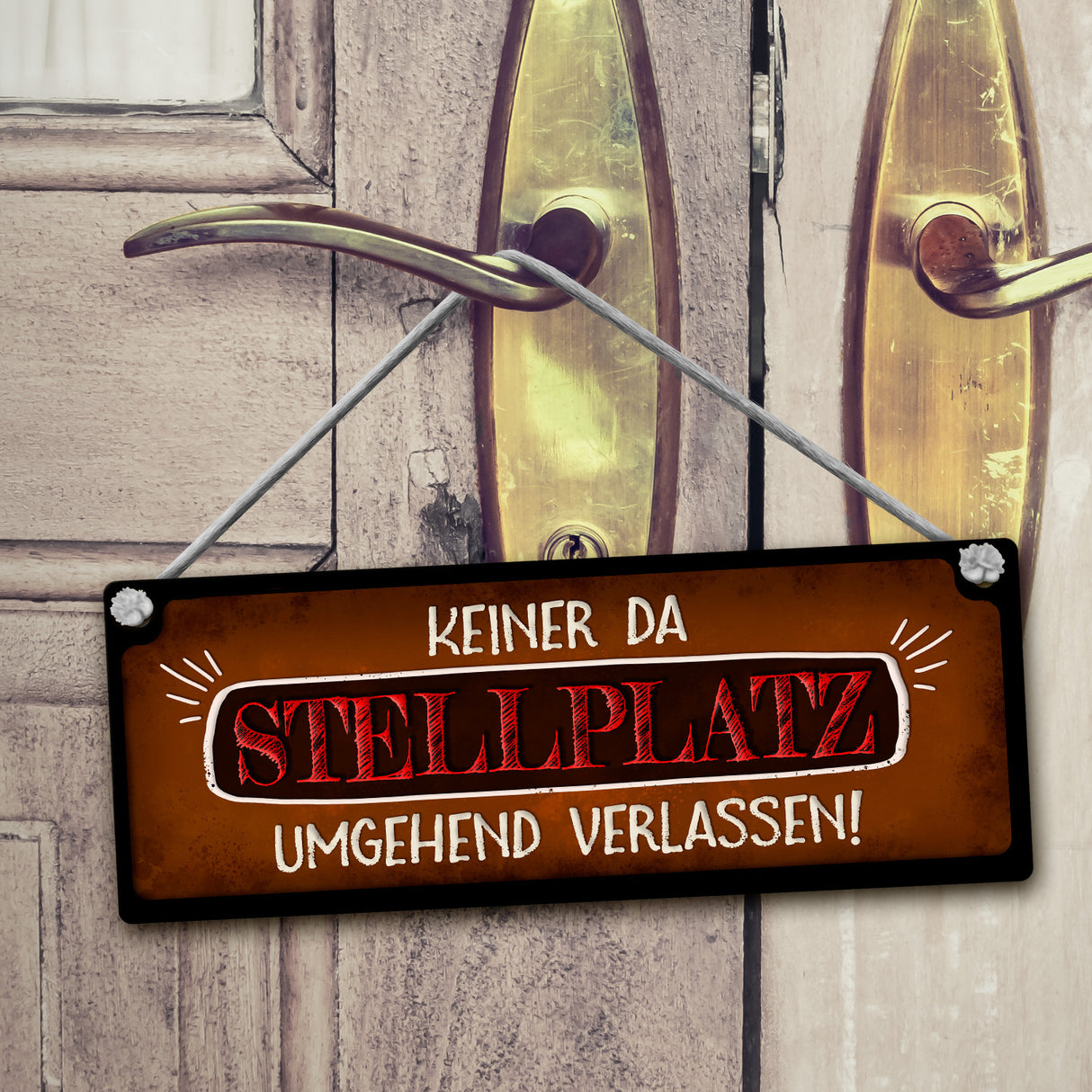 Ding Dong rufen oder keiner da Camping Wendeschild mit Kordel