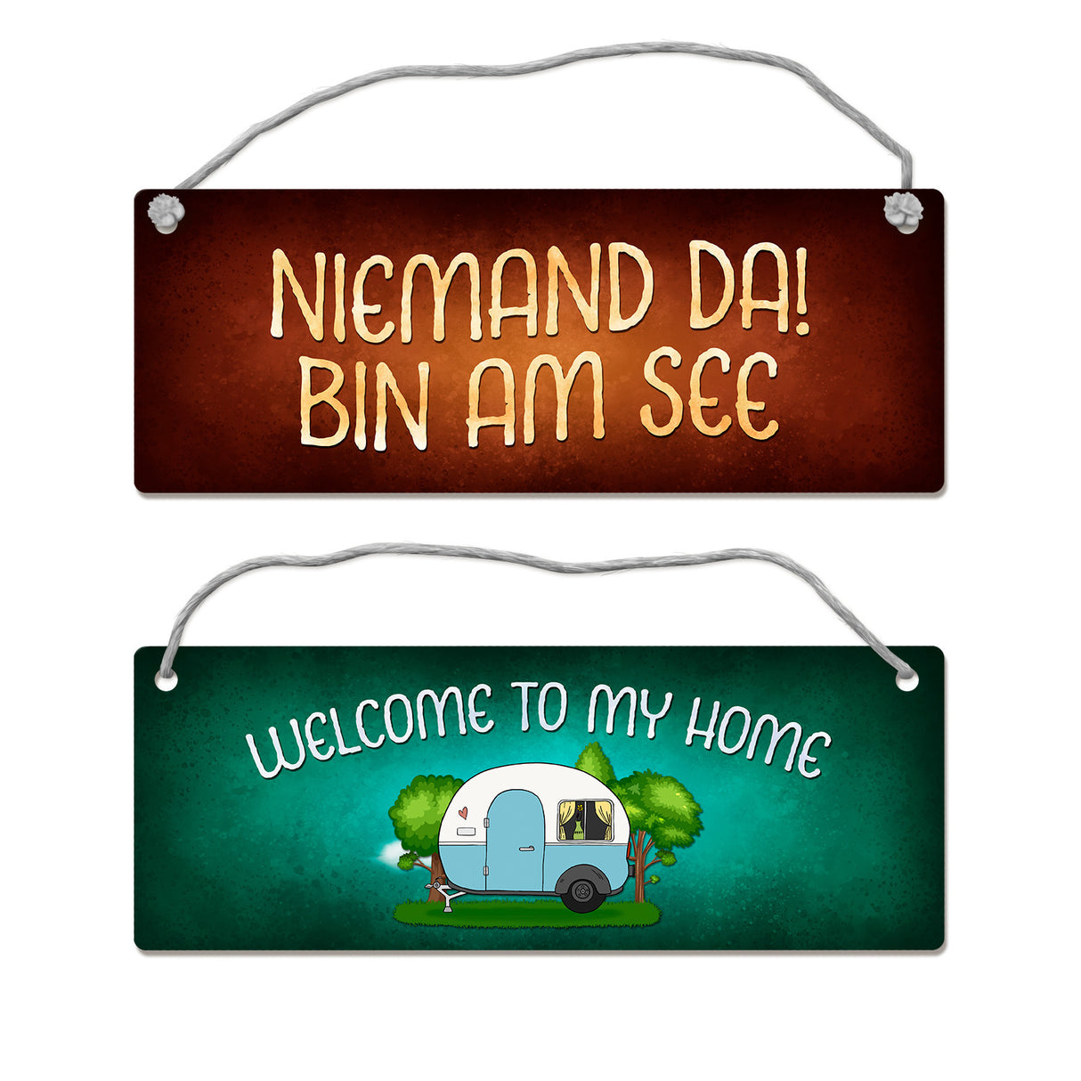 Welcome to my home oder bin am See Camping Wendeschild mit Kordel