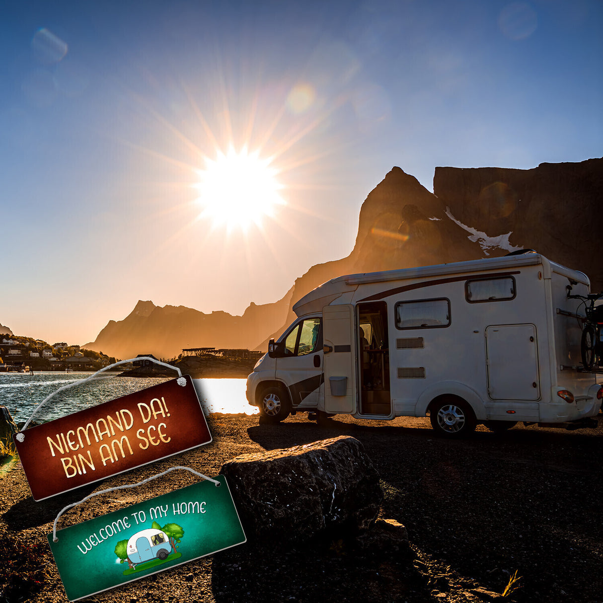 Welcome to my home oder bin am See Camping Wendeschild mit Kordel