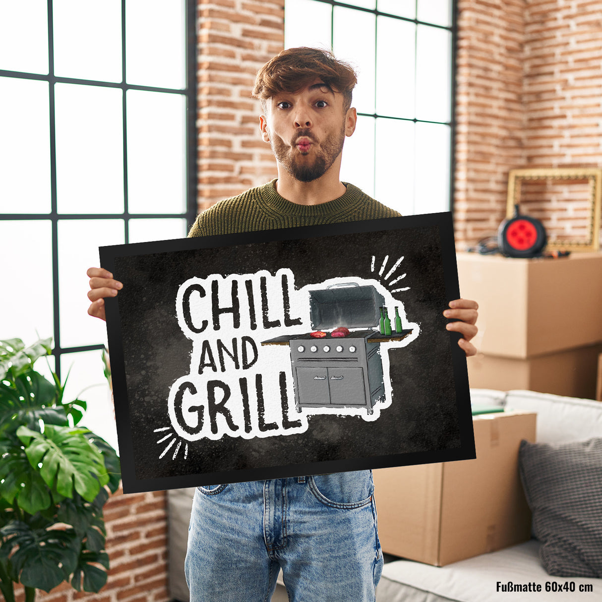 Chill and grill Fußmatte mit Elektrogrill Motiv