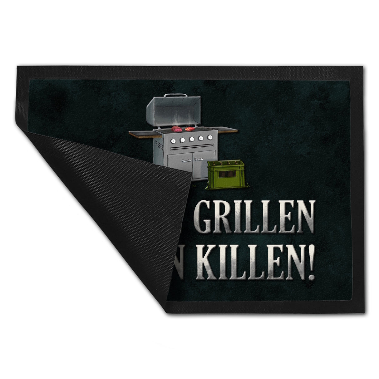 Chillen, grillen, Kasten killen Fußmatte mit Grill Motiv