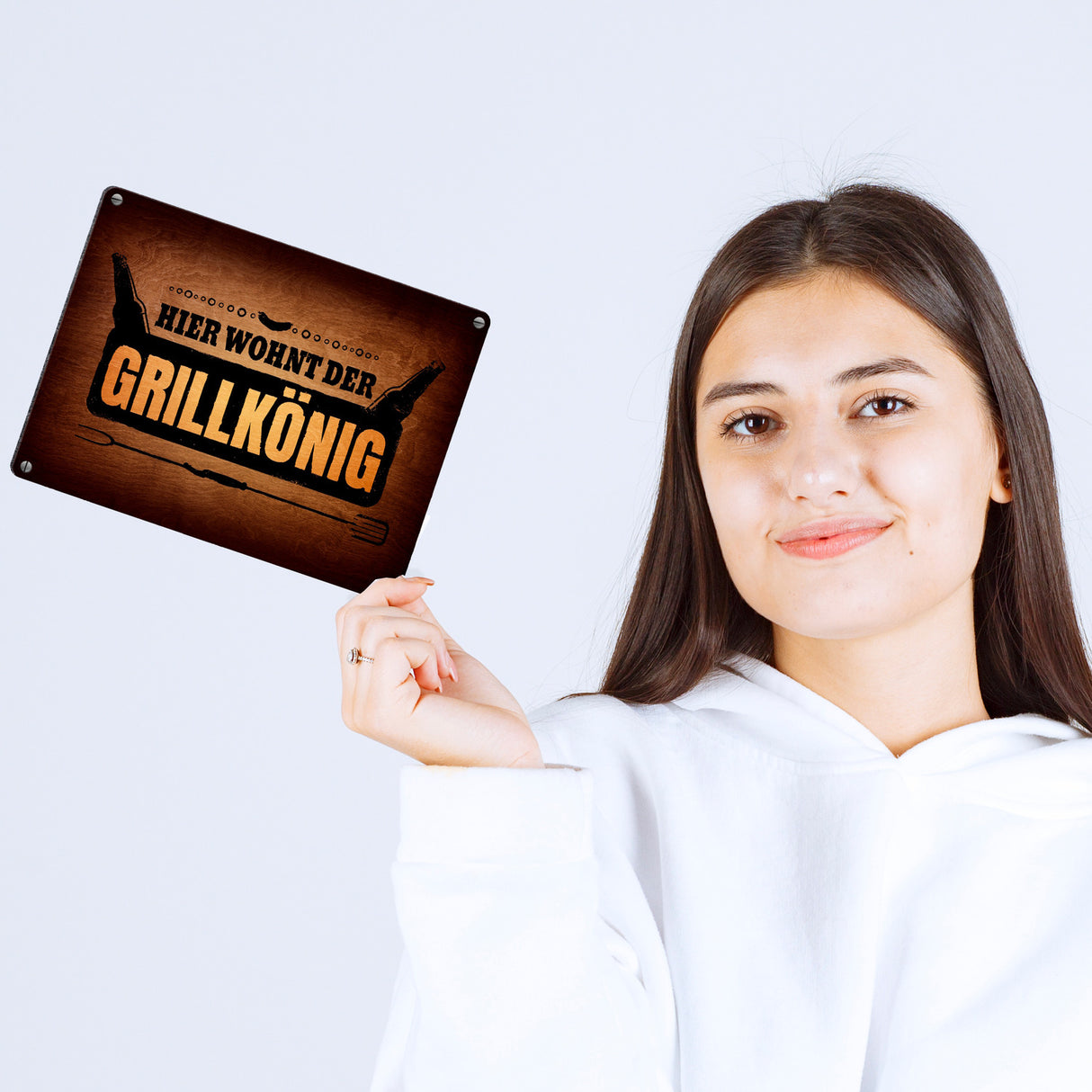 Hier wohnt der Grillkönig Metallschild