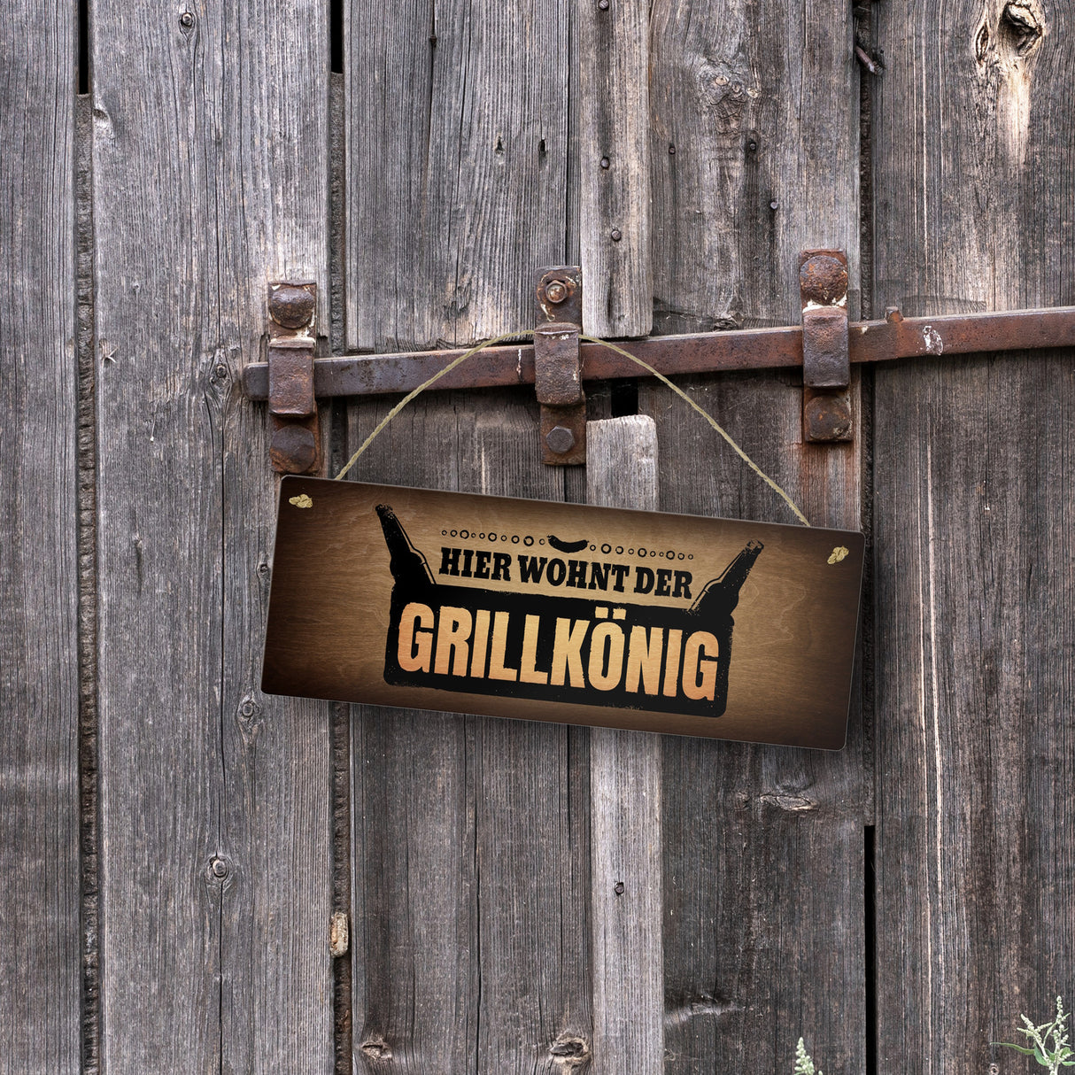 Hier wohnt der Grillkönig Metallschild