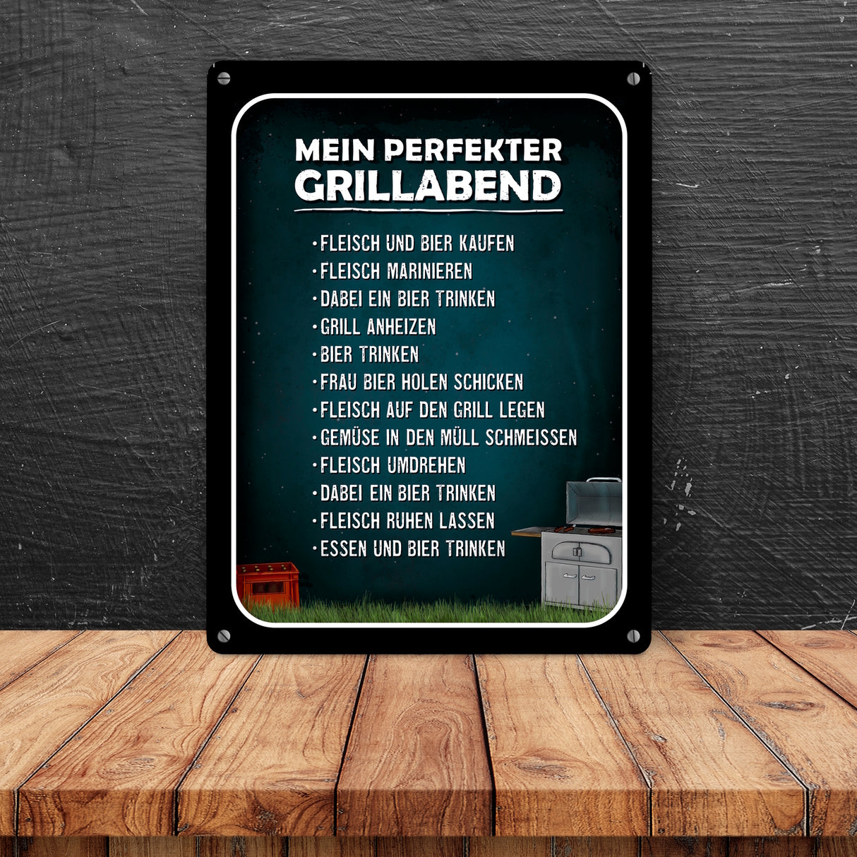 Mein perfekter Grillabend Metallschild mit Grill Motiv